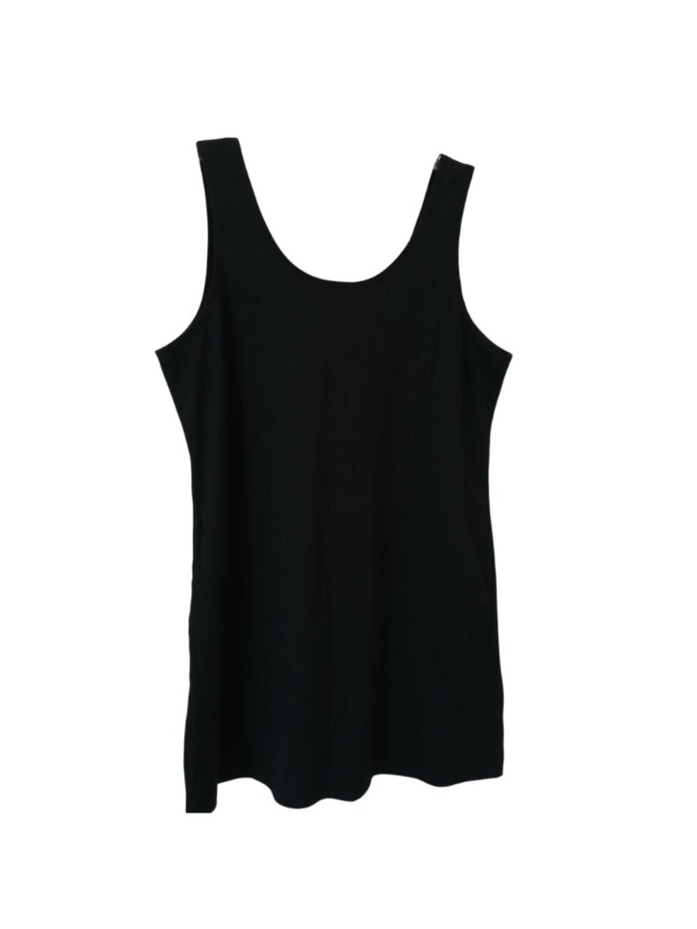 Dotti Black Sleeveless Size Large Tank Dress / Coverup Cotton Blend Ribbed #D-20 - Picture 5 of 8